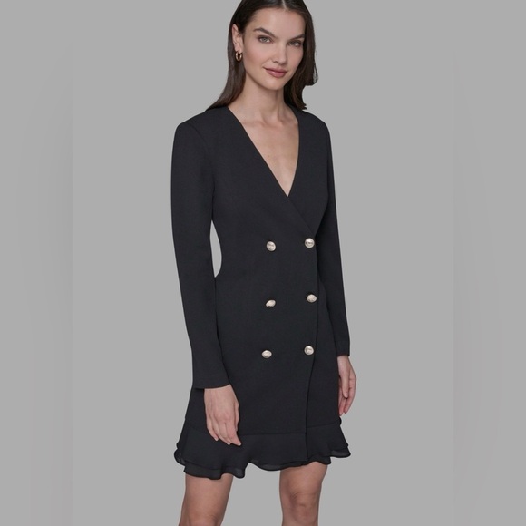 Karl Lagerfeld Paris Women's Double-Breasted Jacket Dress 12 - Picture 2 of 4